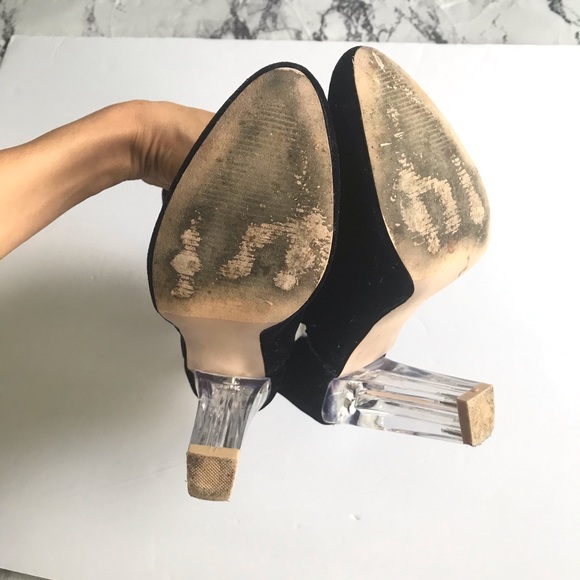 Clear block heel velvet booties size 8 1/2 - Picture 5 of 9